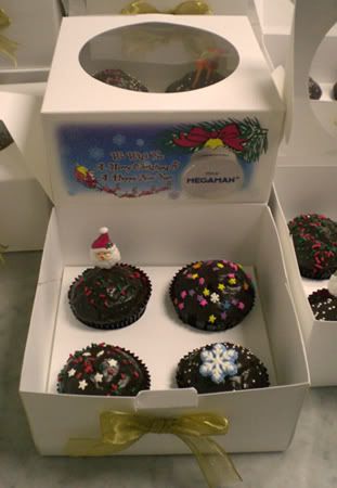 Megaman Christmas Red Velvet Cupcakes